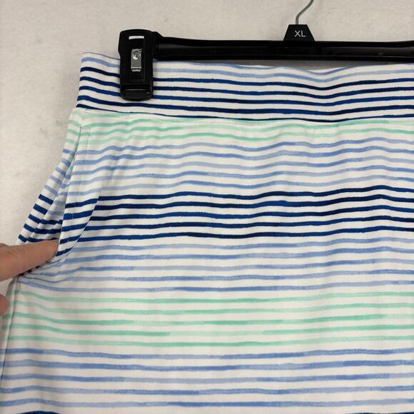Izod Womens Golf Skort Size M White Blue Multi Stripe Stretch Pull On Pocket - Picture 3 of 12